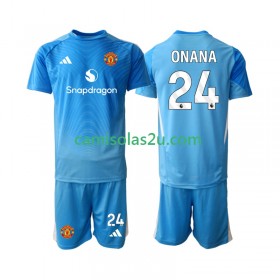Camisolas de futebol Manchester United Andre Onana 24 Guarda Redes Criança Equipamento Principal 2025/26 Manga Curta